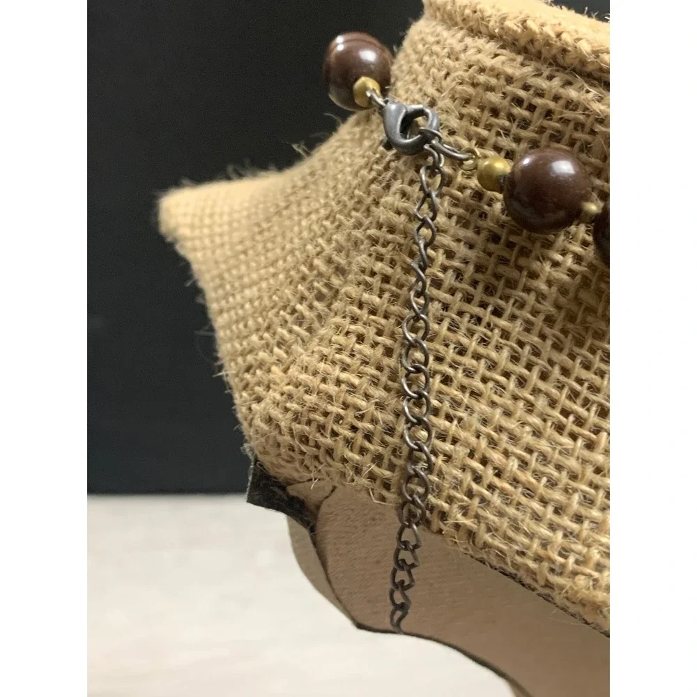 Vintage Graduated Chocolate Brown Faux Bead Necklace Adjustable 12-15 Inch
